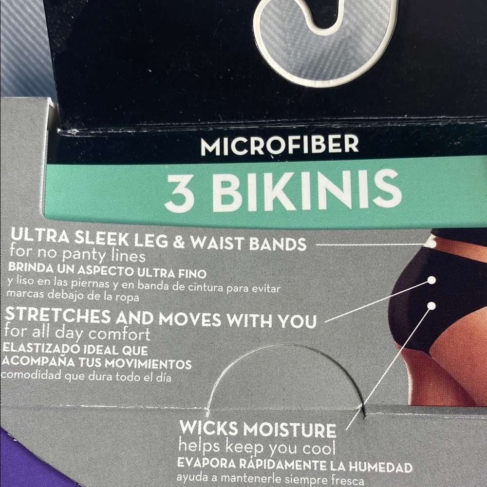 Hanes women’s Microfiber Bikini underwear - White, Tan black - Picture 2 of 4